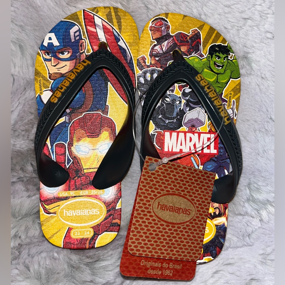 Havaianas X Marvel Sandals Flip Flops size kids 9C NWT
